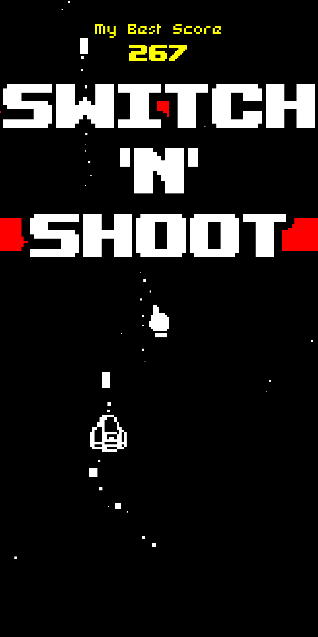 Screenshot: Switch’N’Shoot main screen, showing 267 as my top score